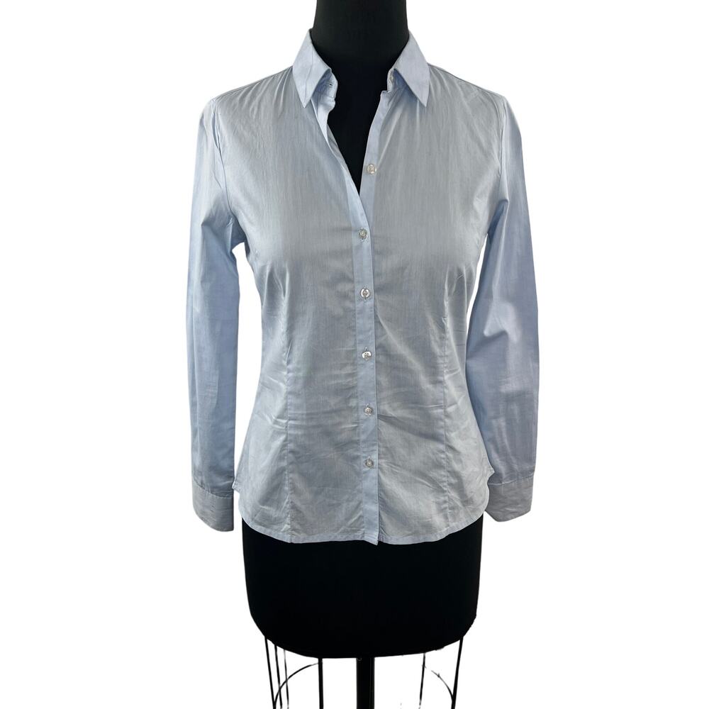 Allen Solly Blue Cotton Tailored Button-Up Dress Shirt Long Sleeve Classic S